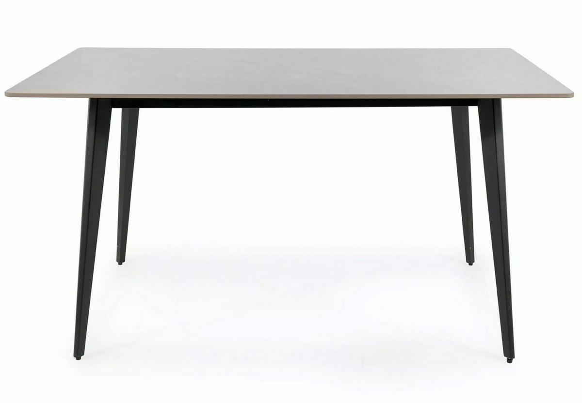 ESSTISCH Ivy Marmor Grau / Schwarz 140 / 80 / 75cm - Schwarz/Grau, Holz/Keramik (80/140/75cm) - Feldmann-Wohnen