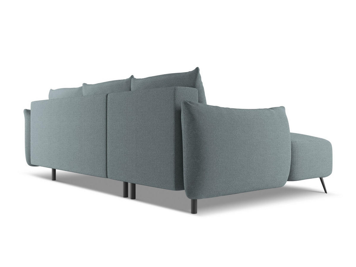 ECKSOFA mit Schlaffunktion Chenille Stoff Blau - Blau/Blaugrau, Textil/Metall (162/242cm) - Makamii