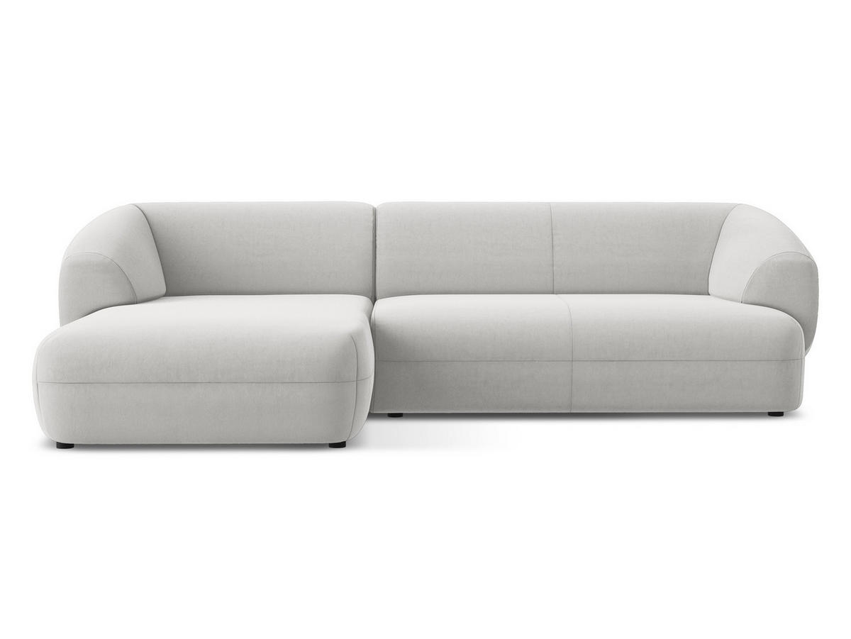 ECKSOFA Links Samt Stoff Grau - Silberfarben/Schwarz, Kunststoff/Textil (156/280cm) - Makamii