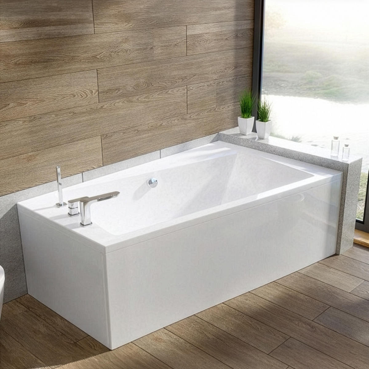 BADEWANNE Eckwanne INFINITY 160/100 Rechts Ablauf & Füße - Weiß, Kunststoff (100/55.5/160cm) - bad land