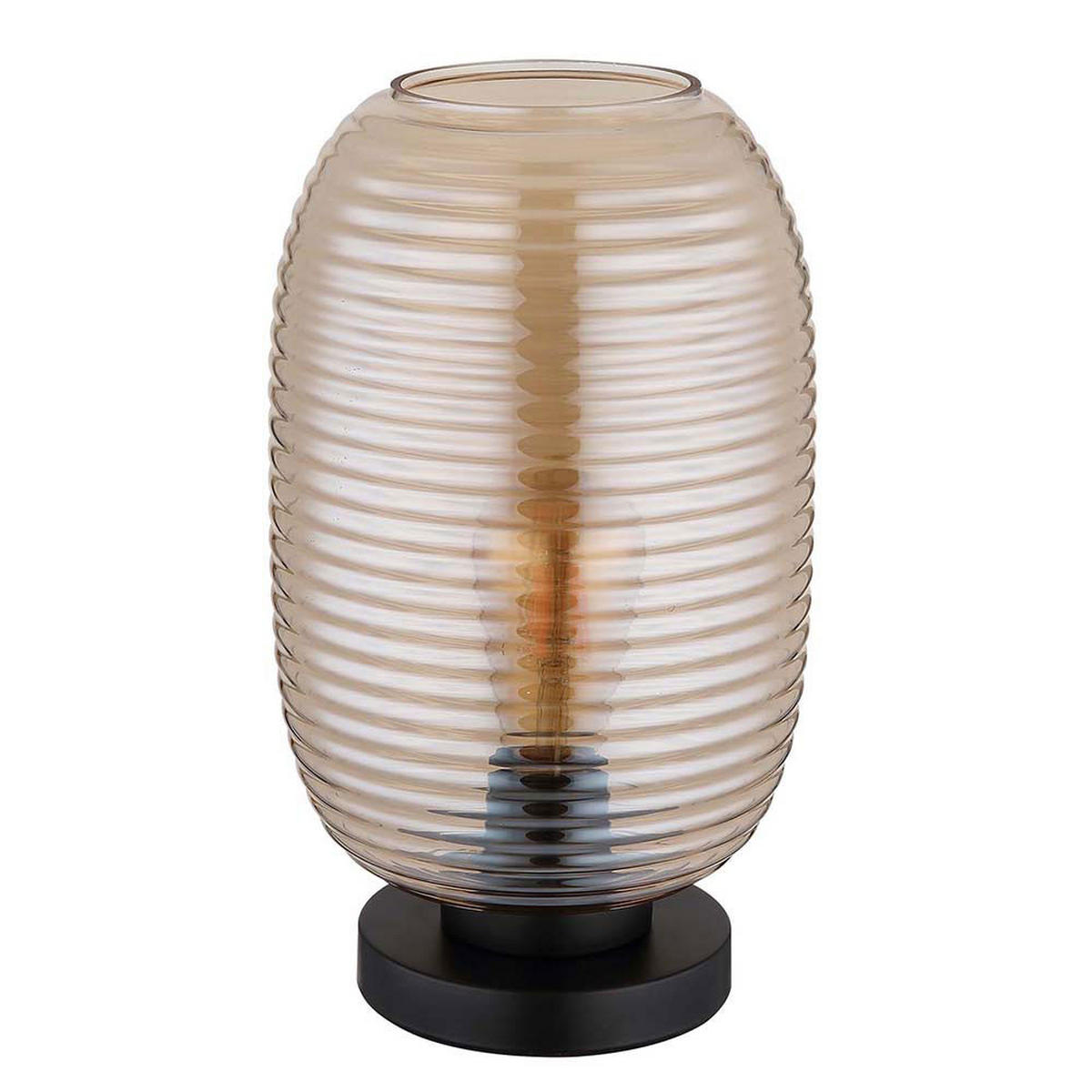 TISCHLEUCHTE Glas Amber Schwarz - Orange, Glas (20/20/34.5cm) - Globo Lighting