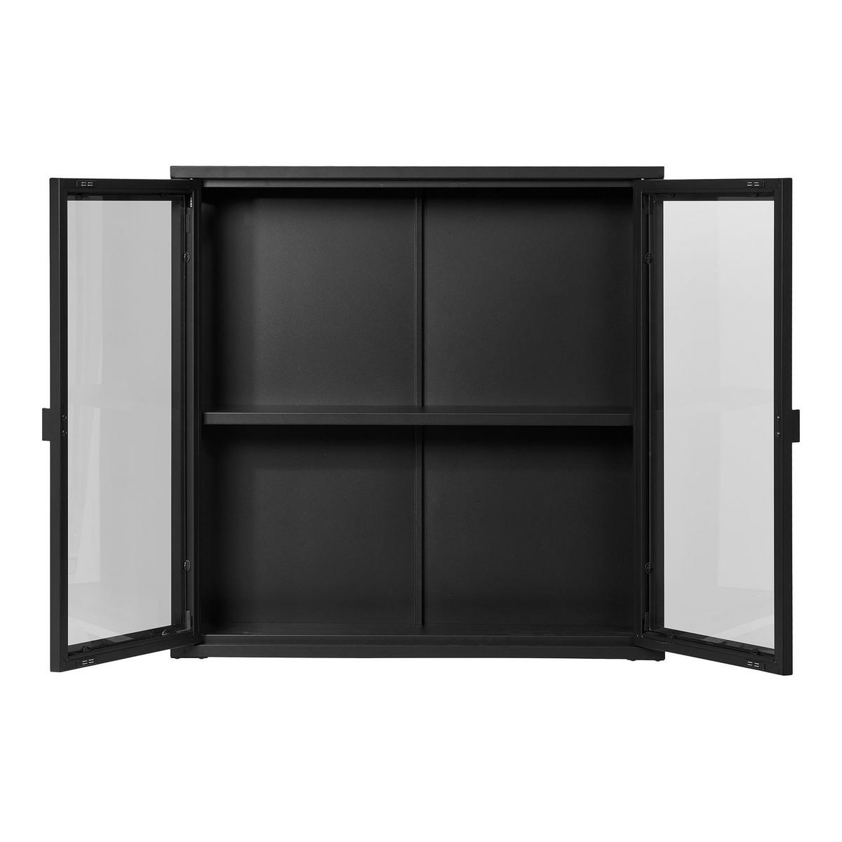 HÄNGEVITRINE Brisbane Stahl, Glas Schwarz - Schwarz, Metall (80/80/18cm)