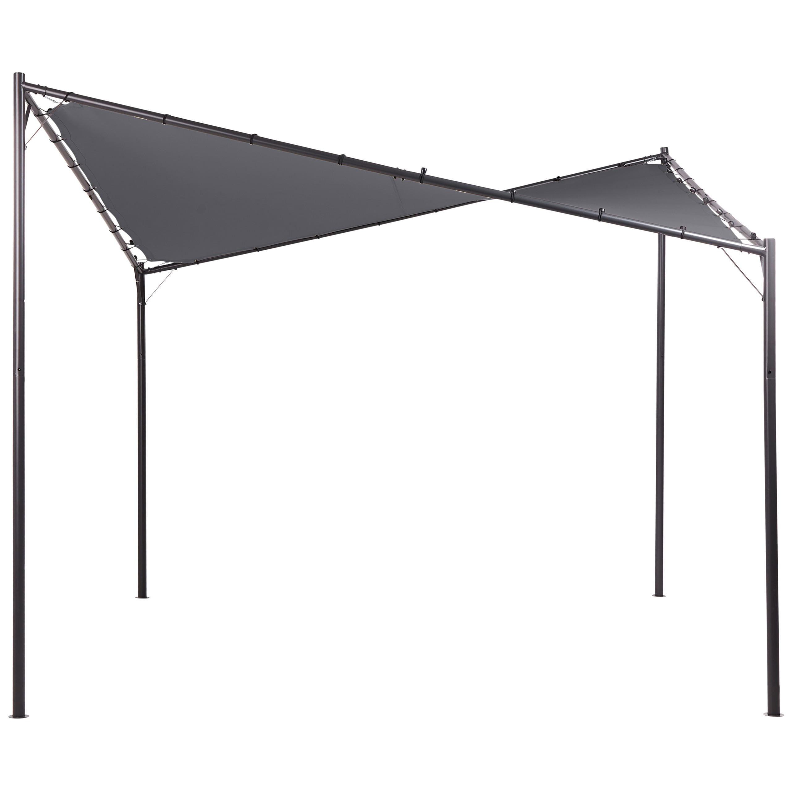 ZAHRADNÍ PAVILON Kov 300 cm 300 cm Tmavě šedý Aventine - šedá/černá, textil (300/260/300cm) - Beliani