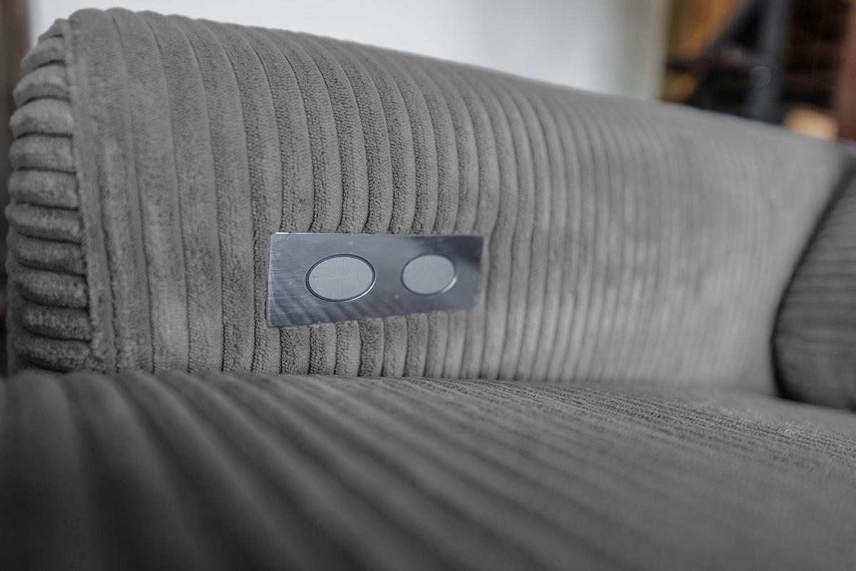 ECKSOFA LAISKA Grau Cord Relaxfunktion - Schwarz/Grau, Textil/Metall (282/177cm) - KAWOLA