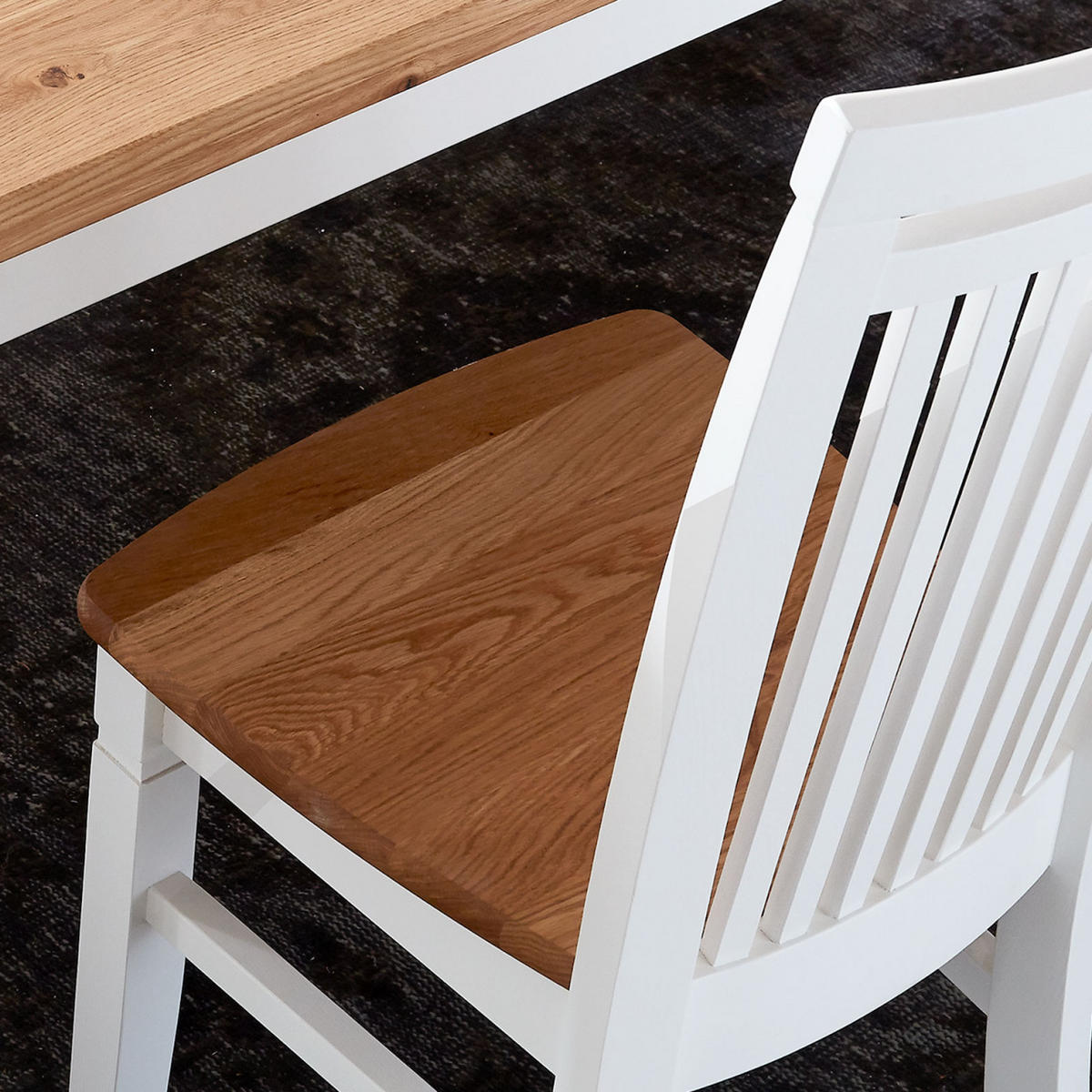 ESSZIMMERSTUHL weiß Olbia Wildeiche - Weiß/Braun, Holz (45/106/55cm) - Casamia Massive Möbel