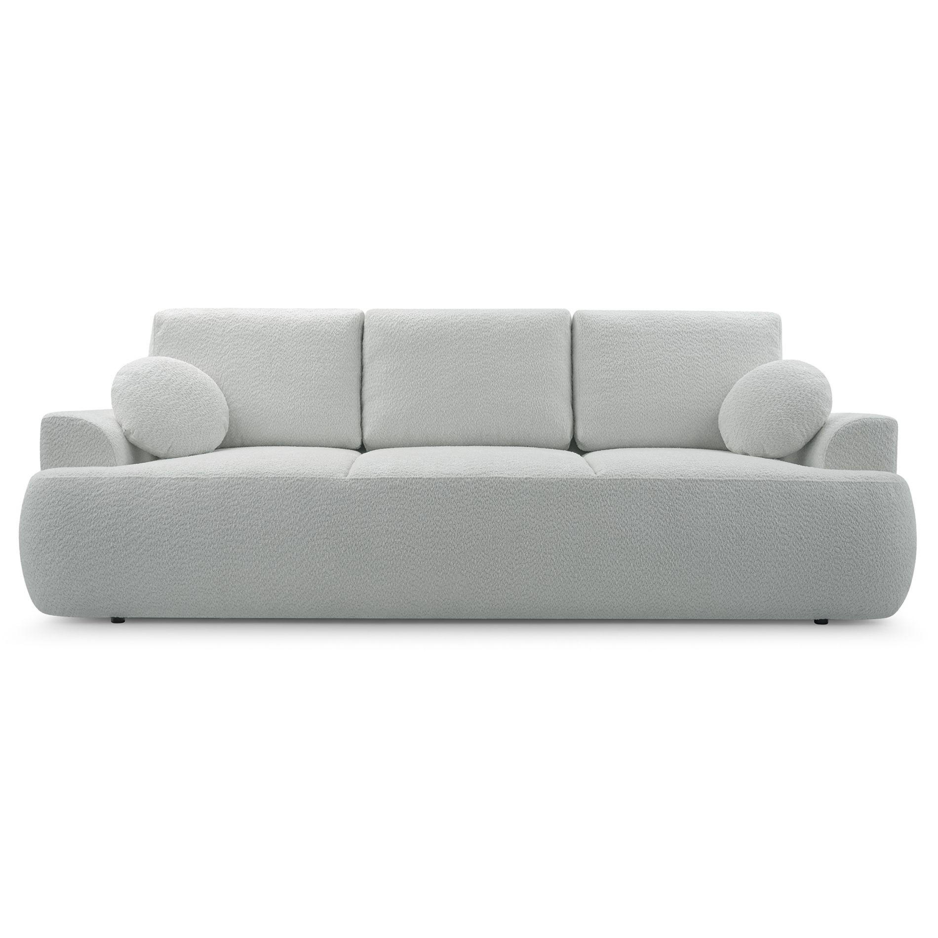 3-SITZER SOFA Barletto Grau-Beige Bouclé - Taupe/Schwarz, Holz/Textil (248/94/110cm) - Selsey