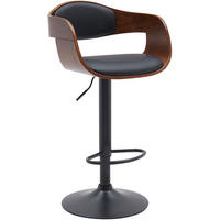 BARHOCKER Lederlook Walnuss/Schwarz - Schwarz, Textil/Metall (48/87/50cm) - CLP