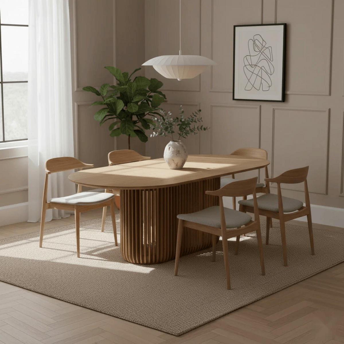 ESSTISCH Franz, Natur Massiveiche, Ø190 cm - Beige, Holz (190/100/76cm) - WOODEK