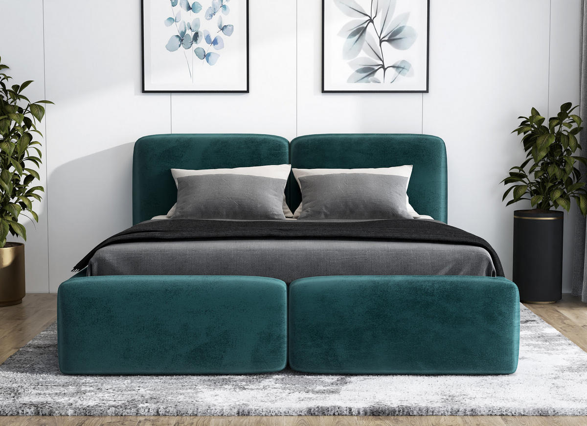 POLSTERBETT OLKE-OM 90 x 200 in Grün - Grün, Textil (90/200cm) - A&J MöbelLand