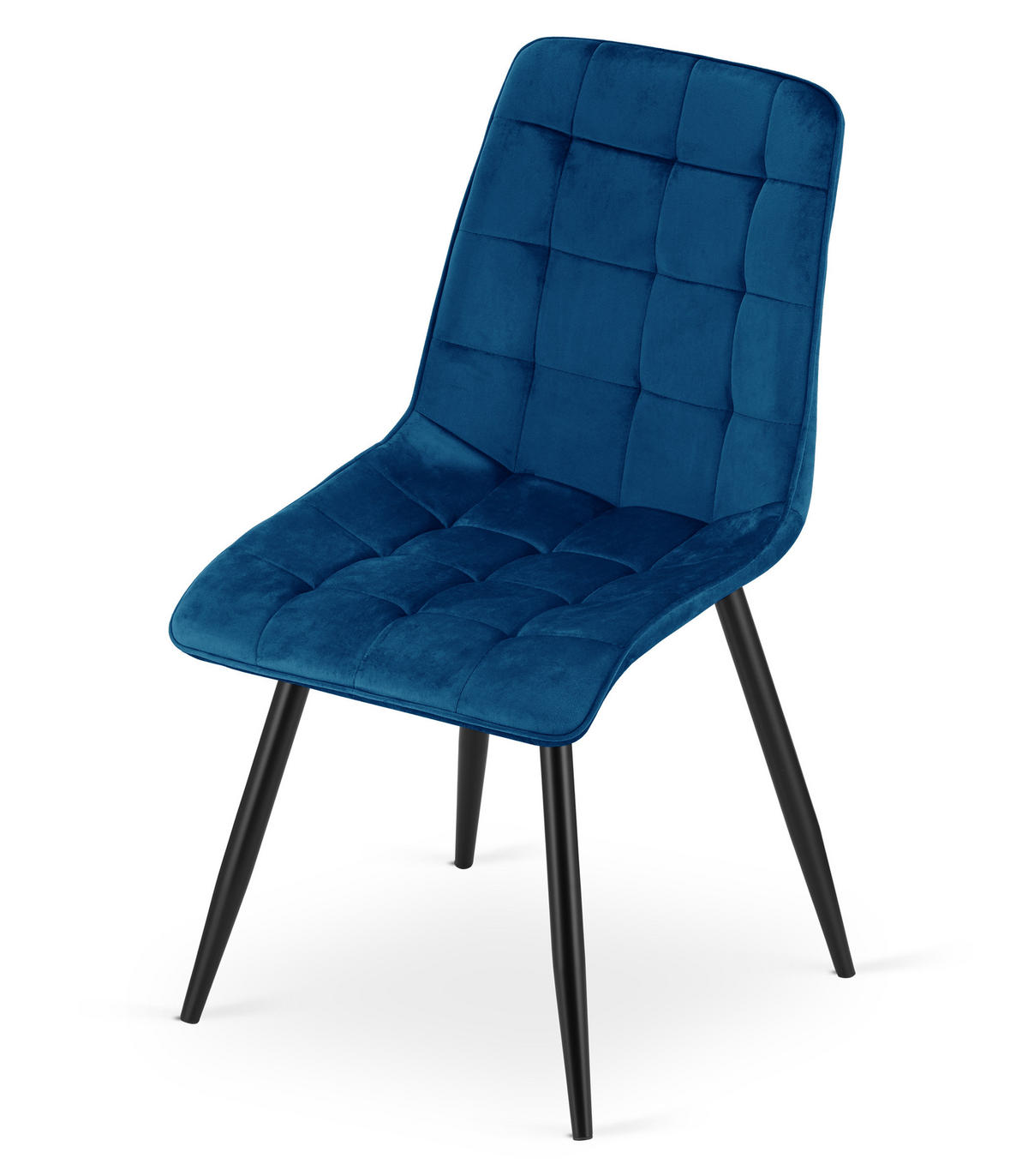 STUHL Samt Dunkelblau 49x60 cm SPLIT Ergonomisch 2 Stück - Schwarz, Metall (49/59/60cm)