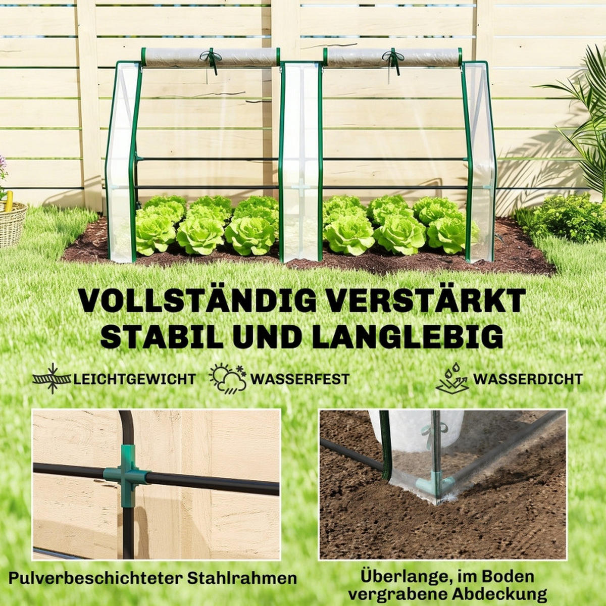 GEWÄCHSHAUS 180x90x90 cm Folie Stahl transparent - Transparent, Metall (180/90/90cm) - Fortuna Lai