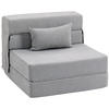 3 in 1 Schlafsessel, klappbares Schlafsofa mit Bettfunktion, Lendenkissen - Hellgrau, Kunststoff (80/15/210cm) - HOMCOM