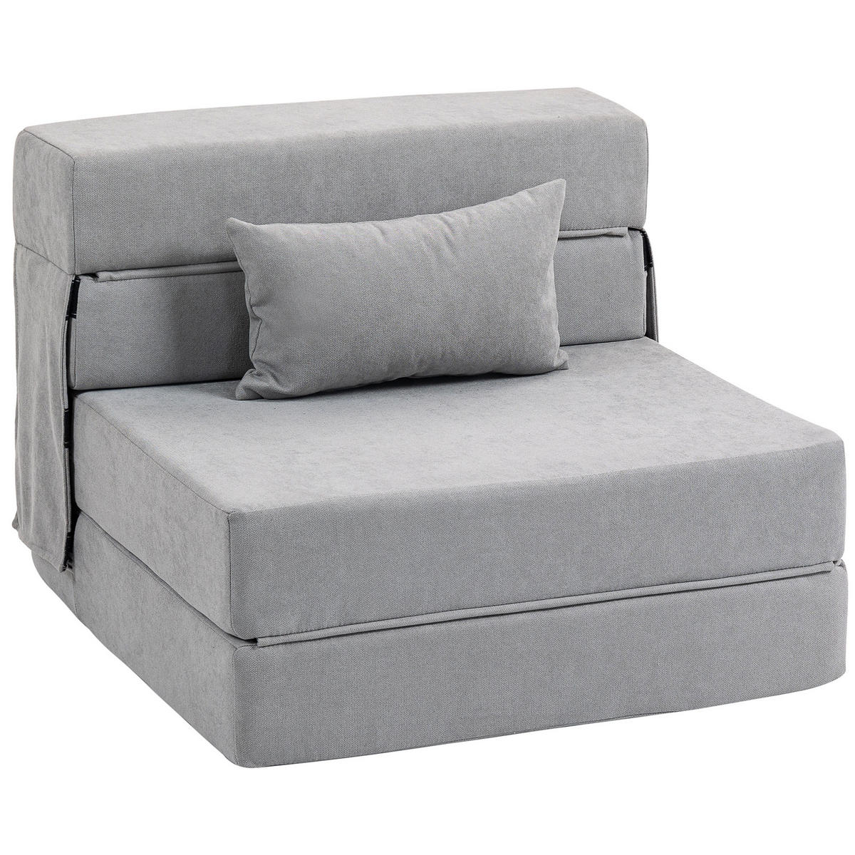 3 in 1 Schlafsessel, klappbares Schlafsofa mit Bettfunktion, Lendenkissen - Hellgrau, Kunststoff (80/15/210cm) - HOMCOM