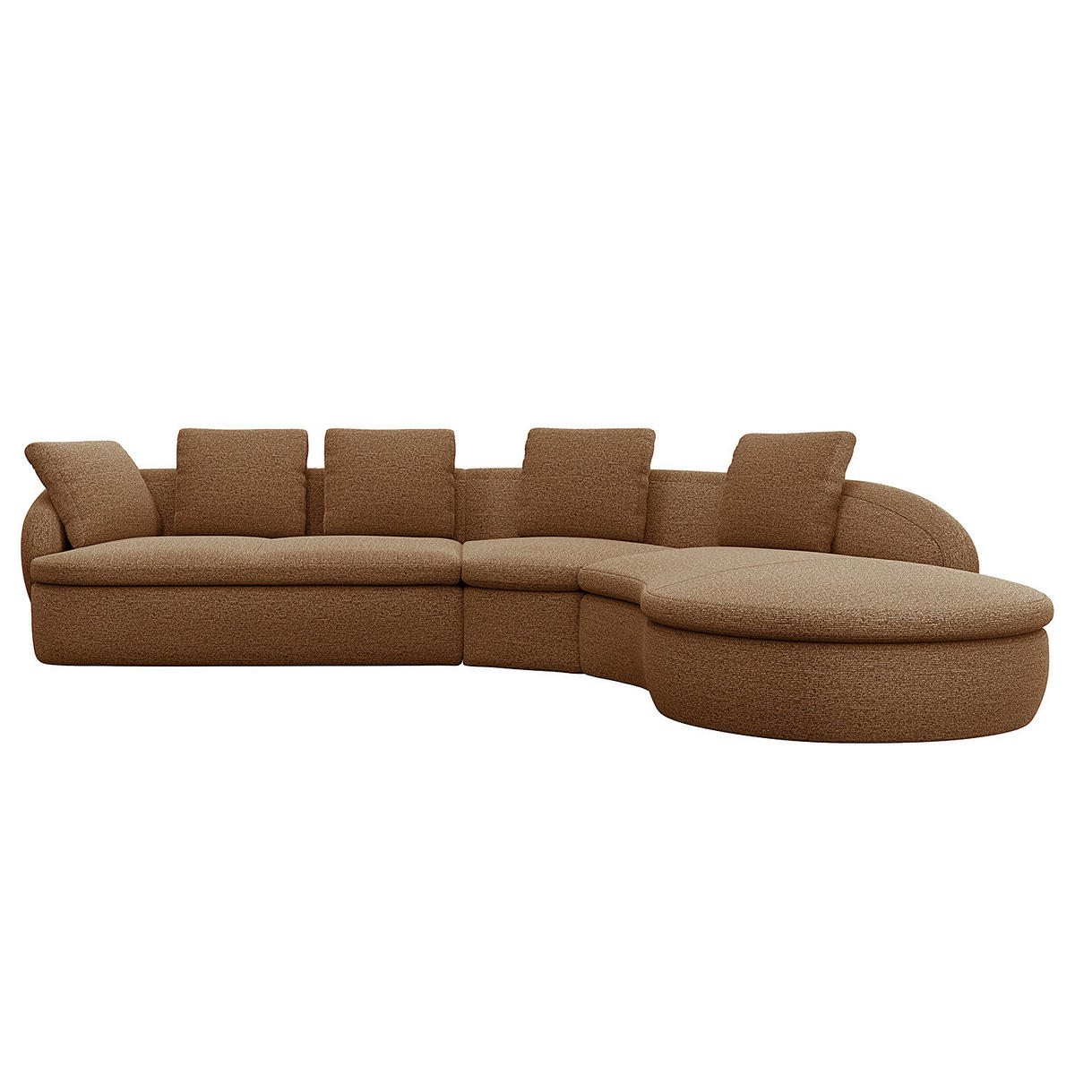 ECKSOFA mit Rundecke - Beige/Schwarz, Kunststoff/Textil (340/225cm) - home24