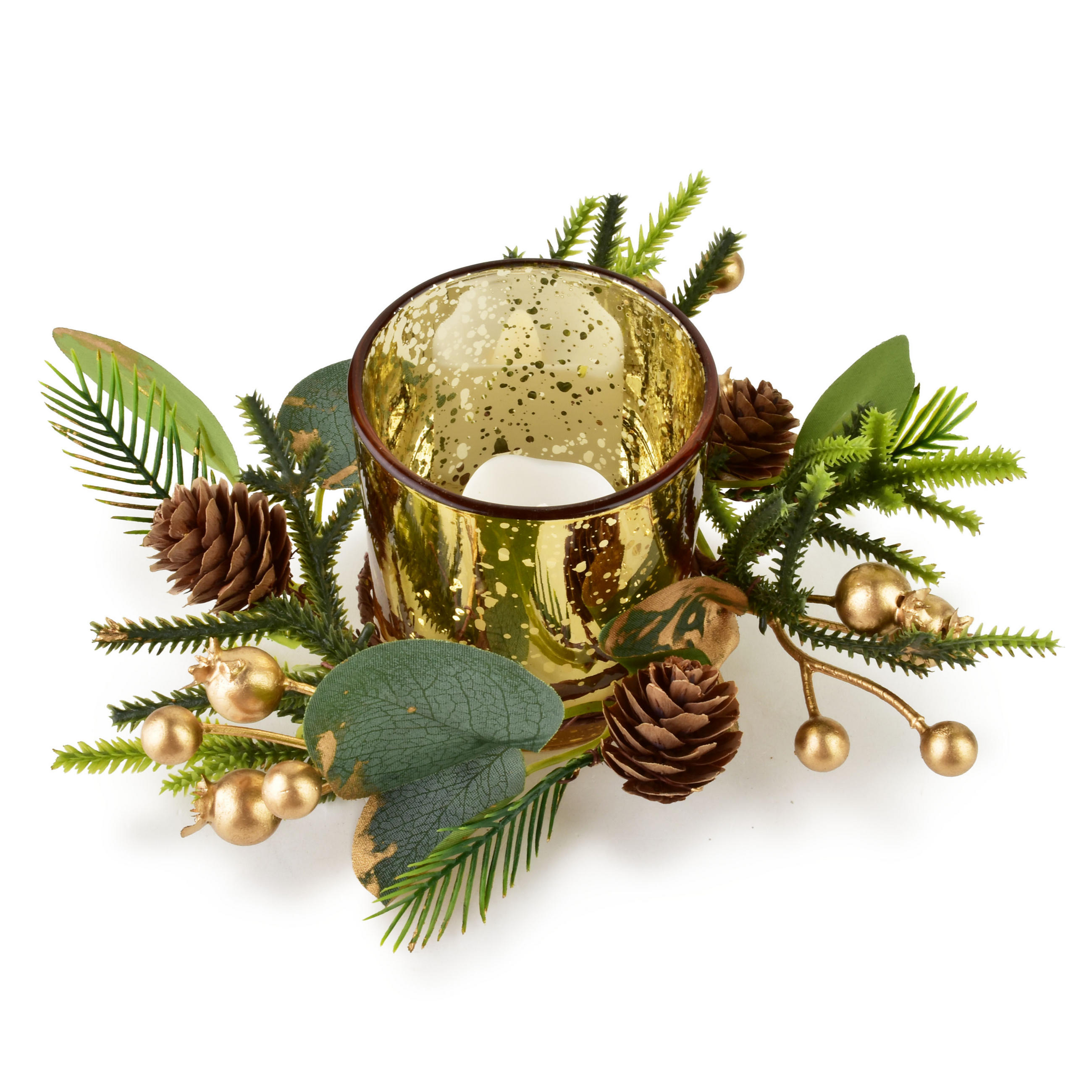 KERZENHALTER Santa Lila Gold 7x7x8 cm Glas - Goldfarben, Glas (7/8/7cm) - Mondex