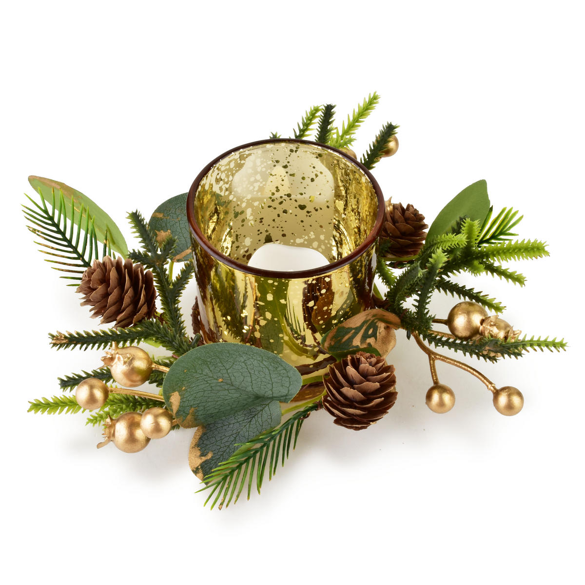 KERZENHALTER Santa Lila Gold 7x7x8 cm Glas - Goldfarben, Glas (7/8/7cm) - Mondex