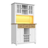 GESCHIRRSCHRANK aus MDF 106x40x179,5 cm in Weiß mit LED-Beleuchtung - Weiß, Holzwerkstoff (106/179.5/40cm) - Modfu
