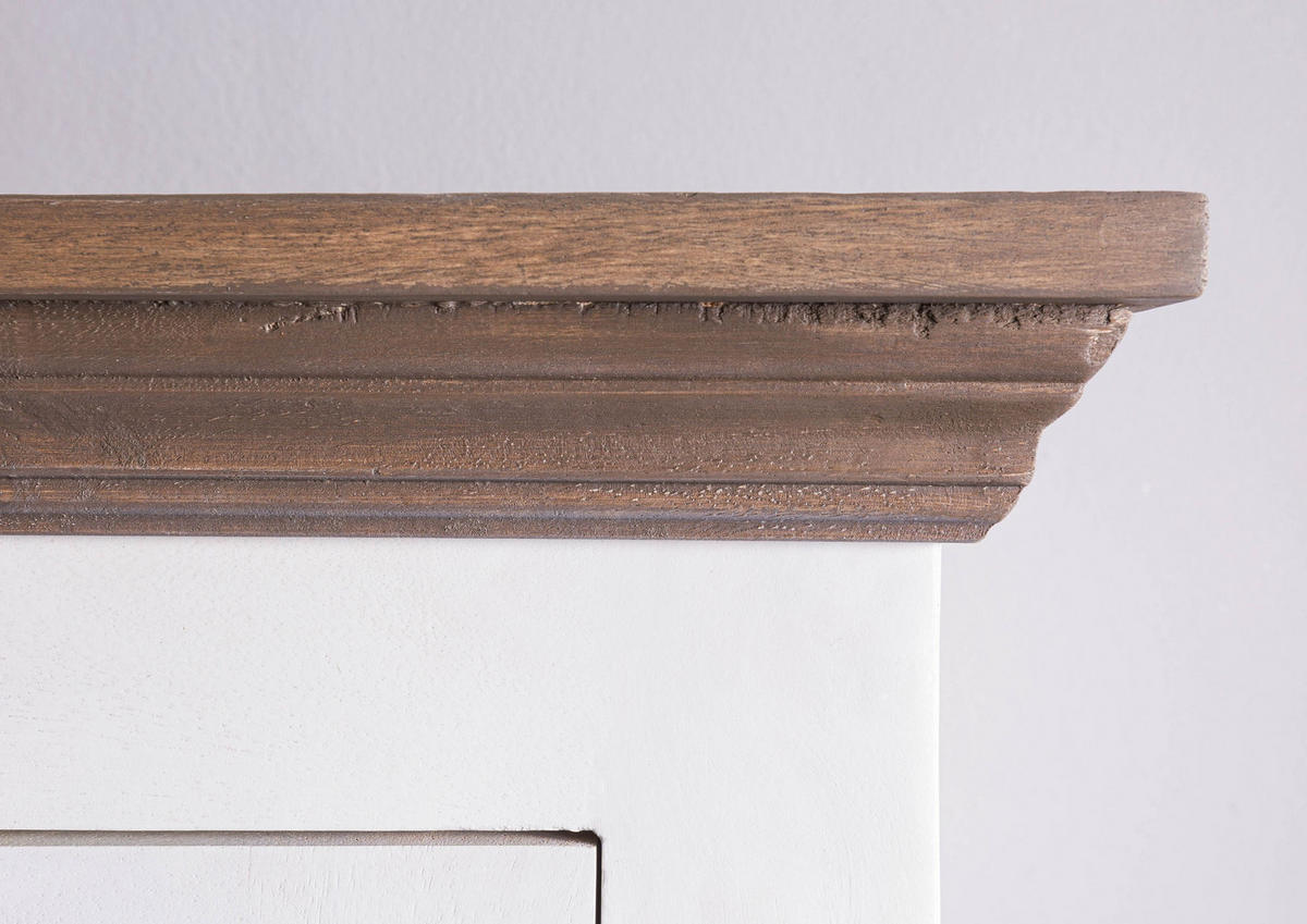 VITRINE Mango 65x45x190 weiß lackiert TOULOUSE #102 - Weiß, Holz (65/190/45cm) - Massivmoebel24