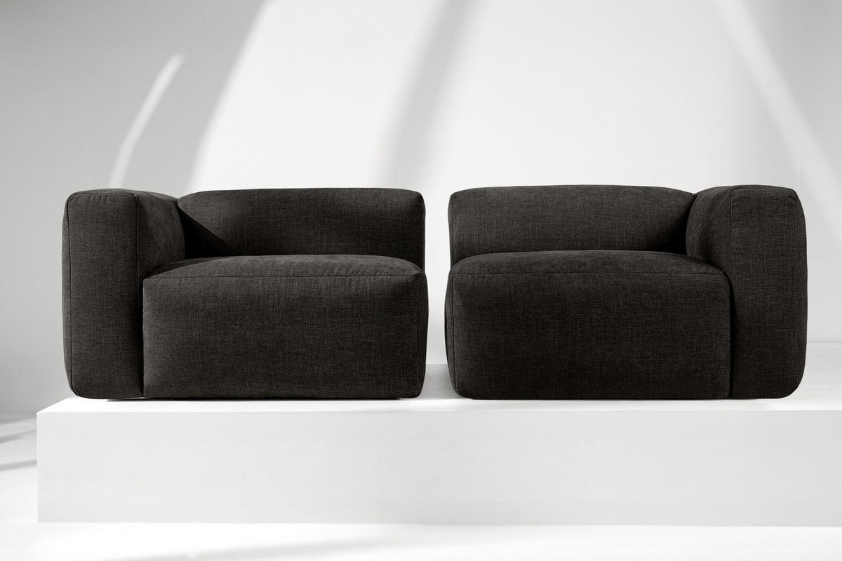 2,5-SITZER-MODULSOFA BUFFO mit extrem weicher und bequemer Sitzfläche, Gewebestoff, graphit - Graphitfarben, Textil (250/73/96cm) - KONSIMO®