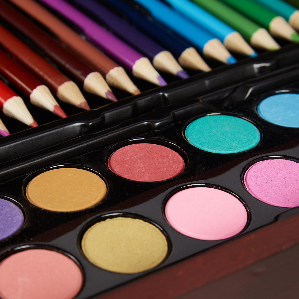 MALKOFFER - Multicolor, Holz/Kunststoff (38.5/5/29.5cm) - Relaxdays