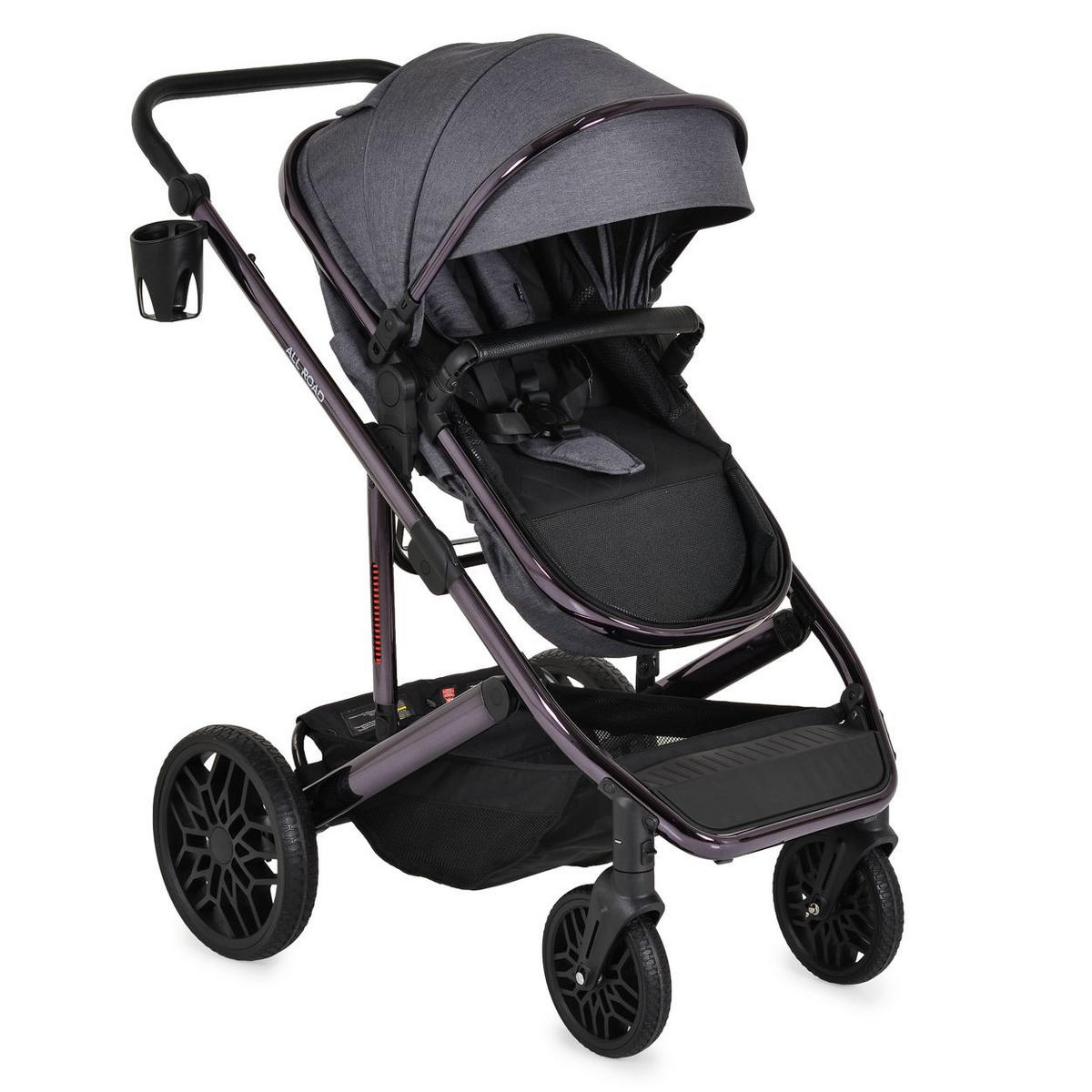 KOMBIKINDERWAGEN 3 in 1 all Road grau umbaubar Babyschale Sportsitz Tragetasche - Grau, Metall (87/59/108cm) - Moni