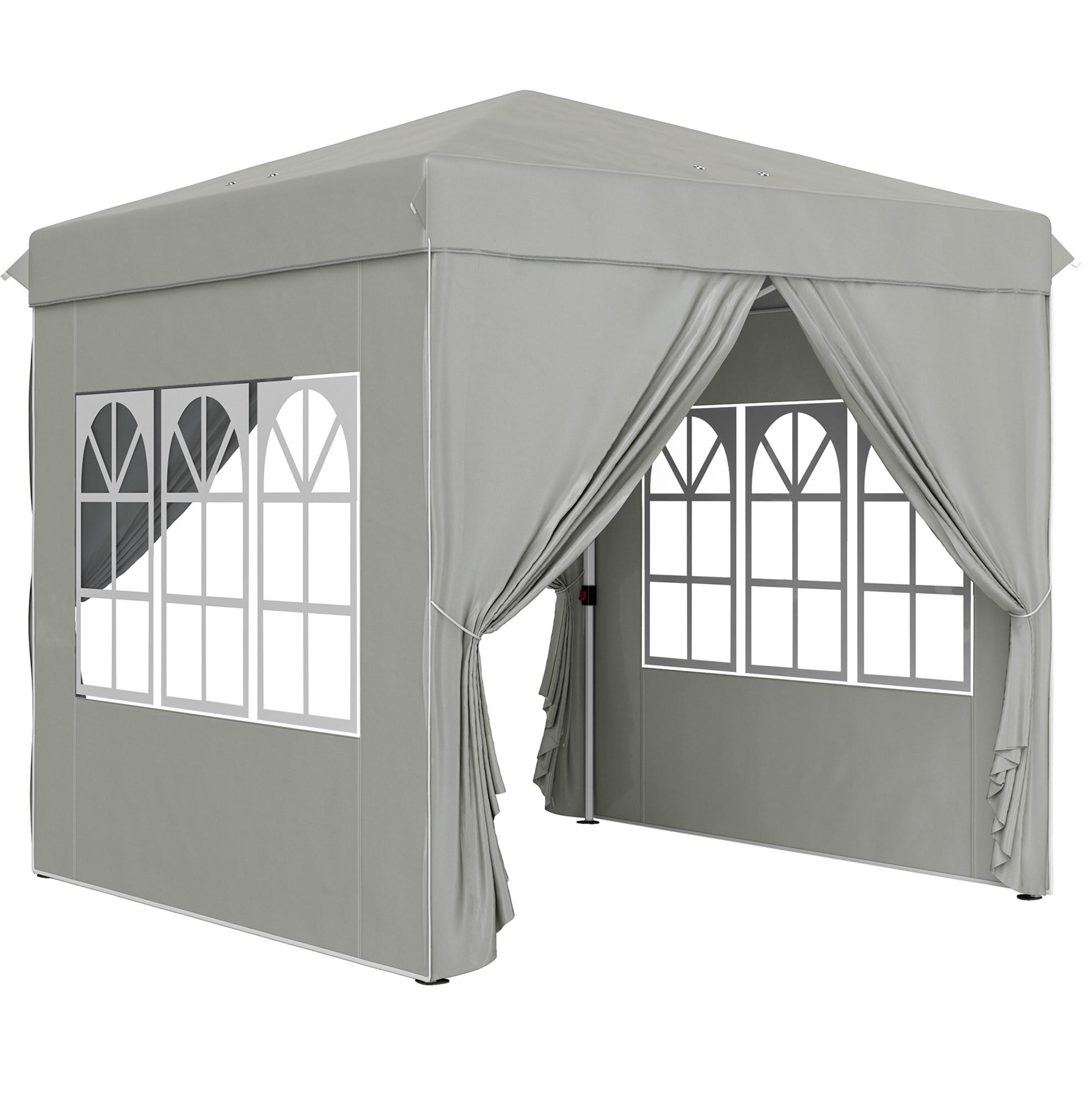 PAVILLON 248/248/270 cm faltbar mit Pop-up-Mechanismus, UV-Schutz und höhenverstellbarem Gestell, Hellgrau - Hellgrau, Textil (248/270/248cm) - Redom