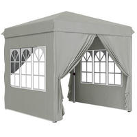 PAVILLON 248/248/270 cm faltbar mit Pop-up-Mechanismus, UV-Schutz und höhenverstellbarem Gestell, Hellgrau - Hellgrau, Textil (248/270/248cm) - Redom