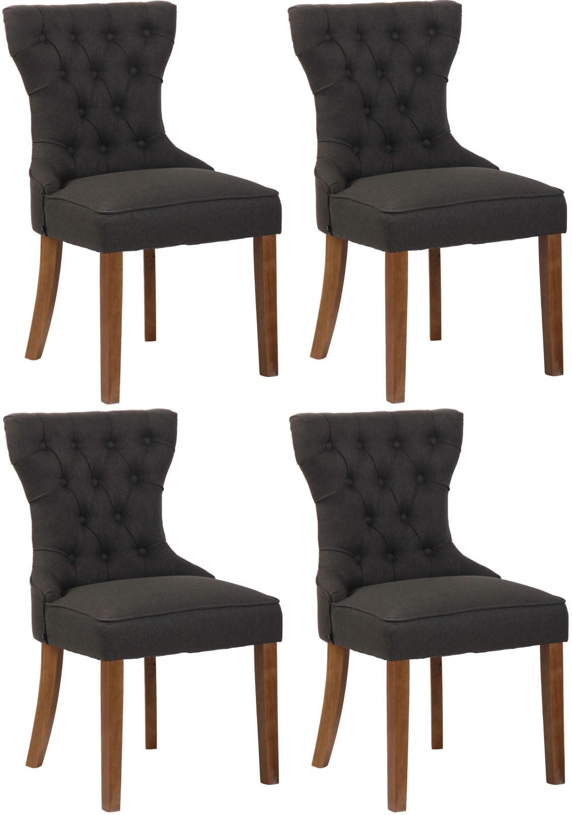 WOHNZIMMERSTUHL 4er Set Stoff dunkelgrau - Dunkelgrau/Naturfarben, Holz/Textil (51/90/59cm) - CLP
