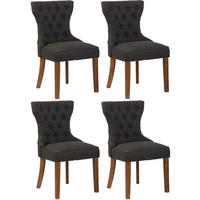 WOHNZIMMERSTUHL 4er Set Stoff dunkelgrau - Dunkelgrau/Naturfarben, Holz/Textil (51/90/59cm) - CLP