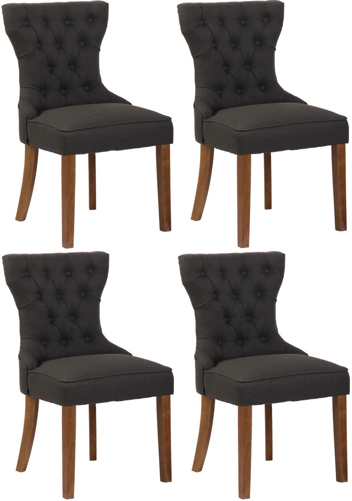 WOHNZIMMERSTUHL 4er Set Stoff dunkelgrau - Dunkelgrau/Naturfarben, Holz/Textil (51/90/59cm) - CLP