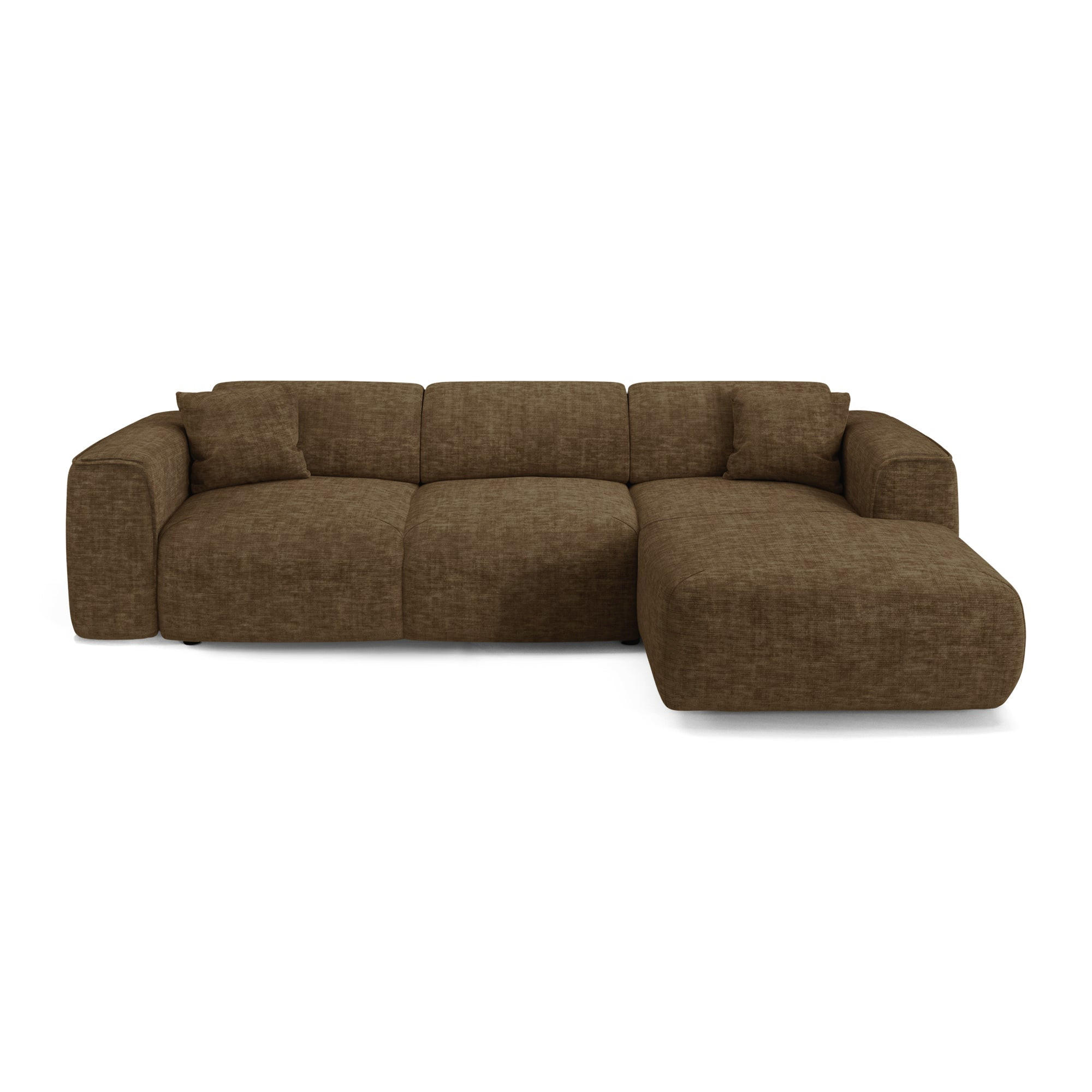 ECKSCHLAFSOFA Texturierter Samt Espresso-Braun 283cm - Braun, Textil (283/180cm) - Sia Home
