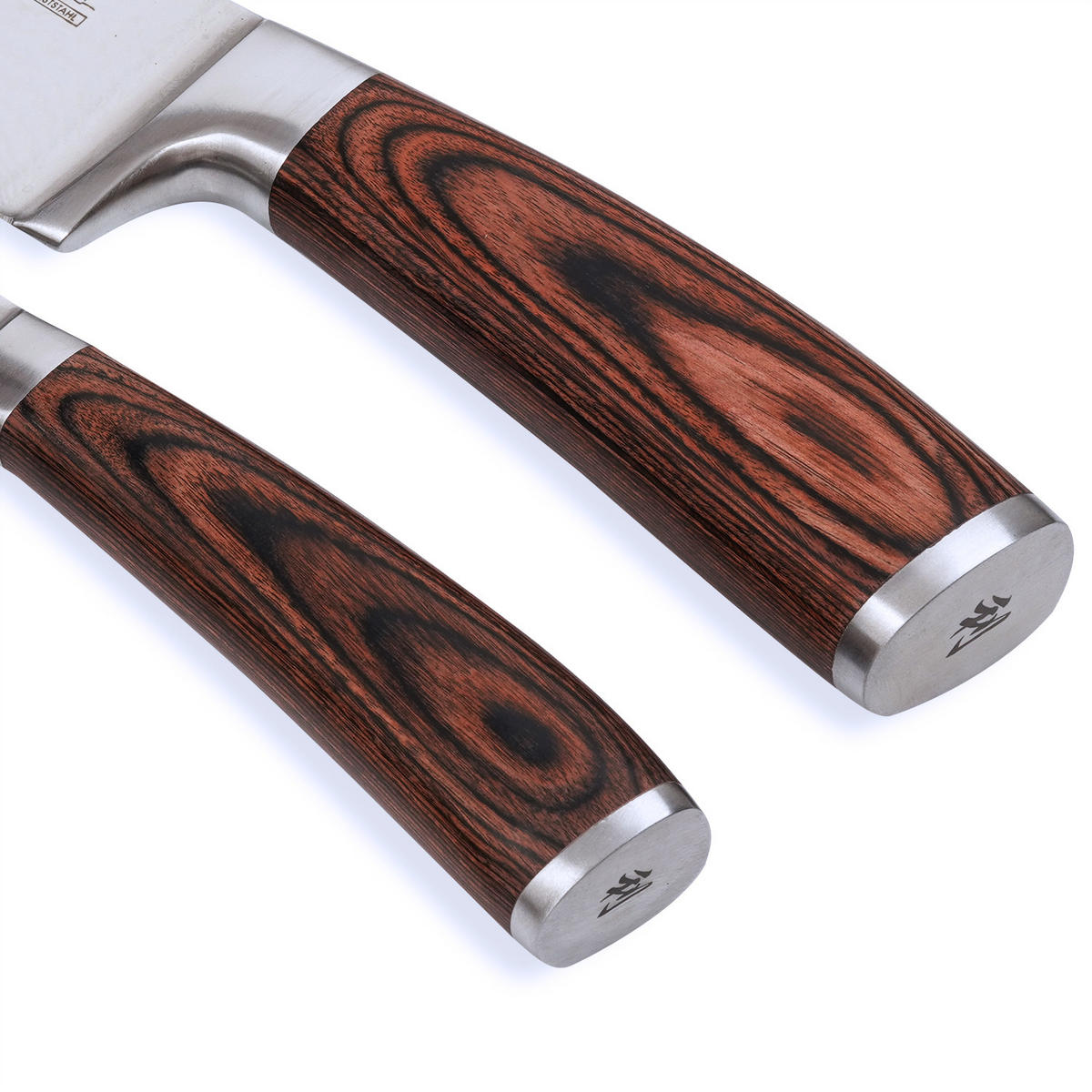 SANTOKU Damastmesser-Set I EDIB - Braun, Holz/Metall - Wakoli