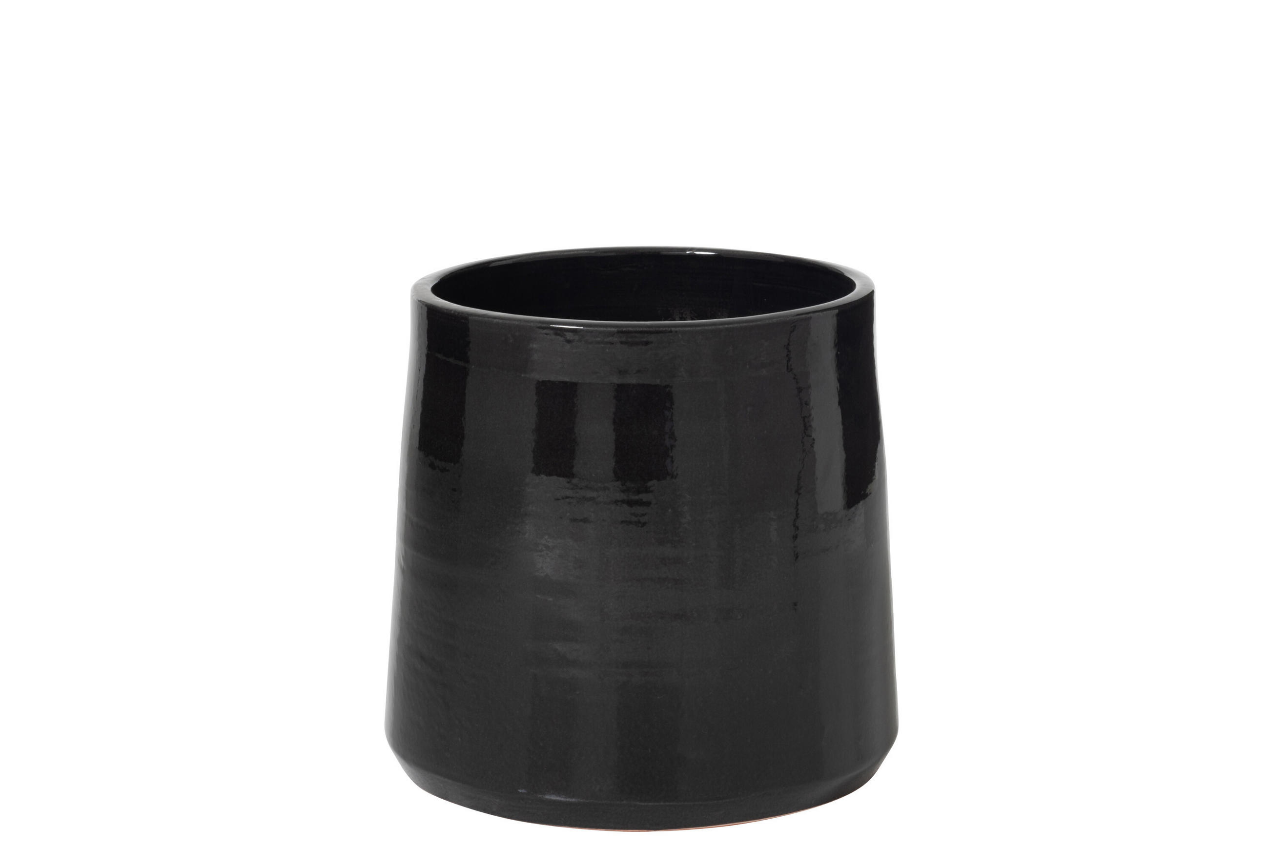 BLUMENTOPF RUND - Töpferei - Schwarz - L - Ø 28 cm - Schwarz, Keramik (28/26cm) - J-Line