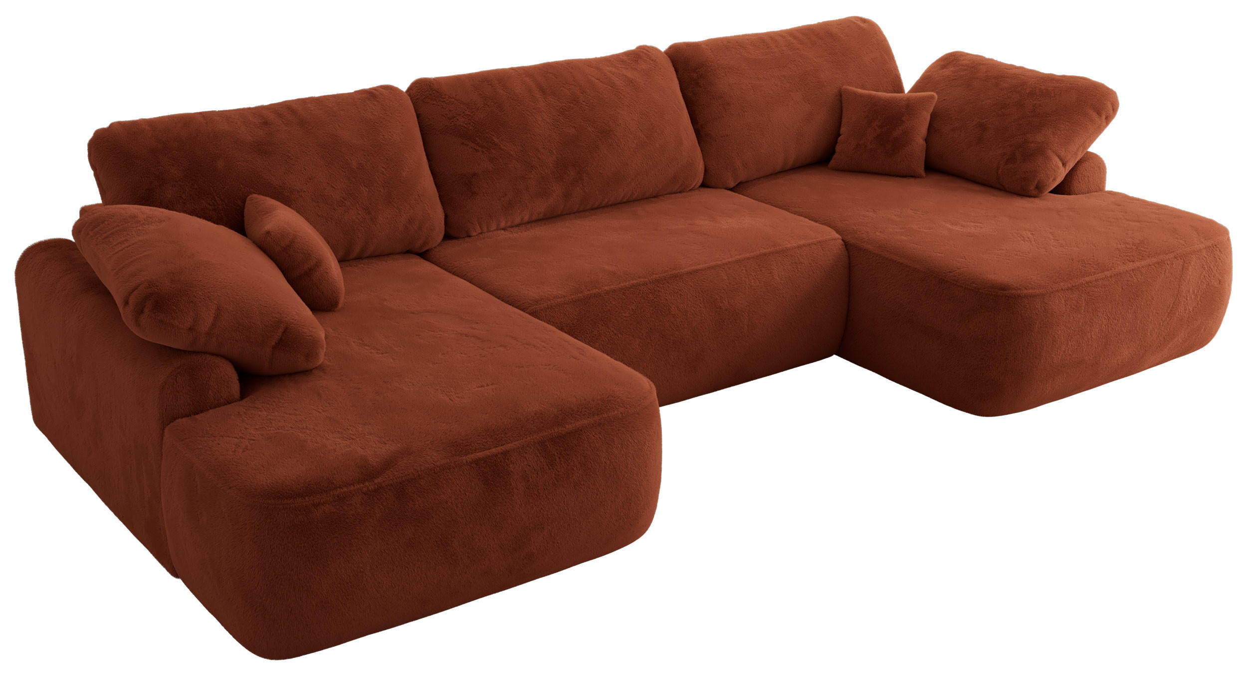 WOHNLANDSCHAFT CUBO U Orange Plüsch - Schwarz/Orange, Kunststoff/Textil (370/100/187cm) - MKS