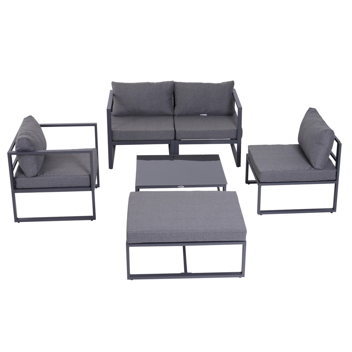 GARTENSET, Aluminium, Grau - Grau, Metall - Outsunny