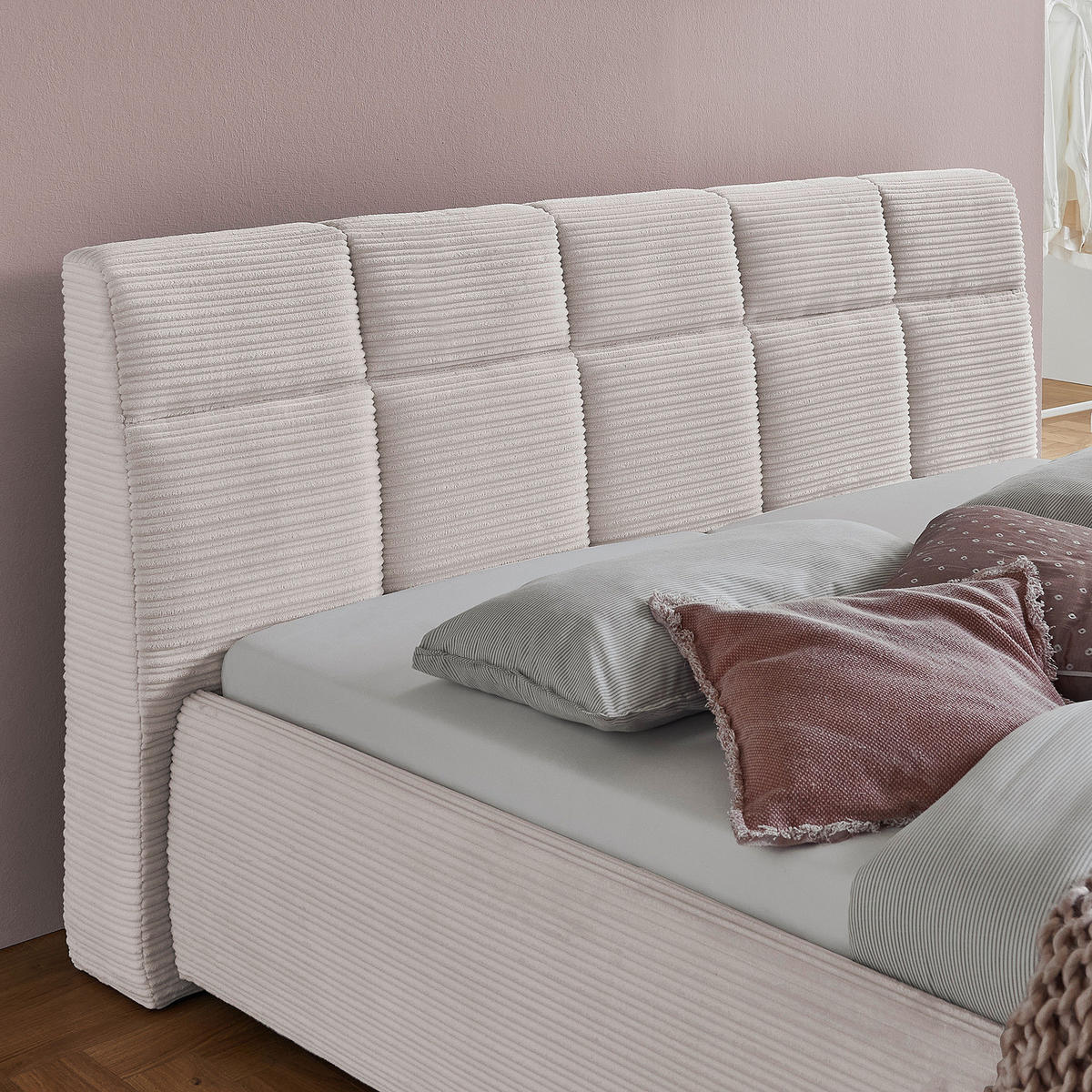 POLSTERBETT - Cord - Cremeweiß - Creme, Textil - home24