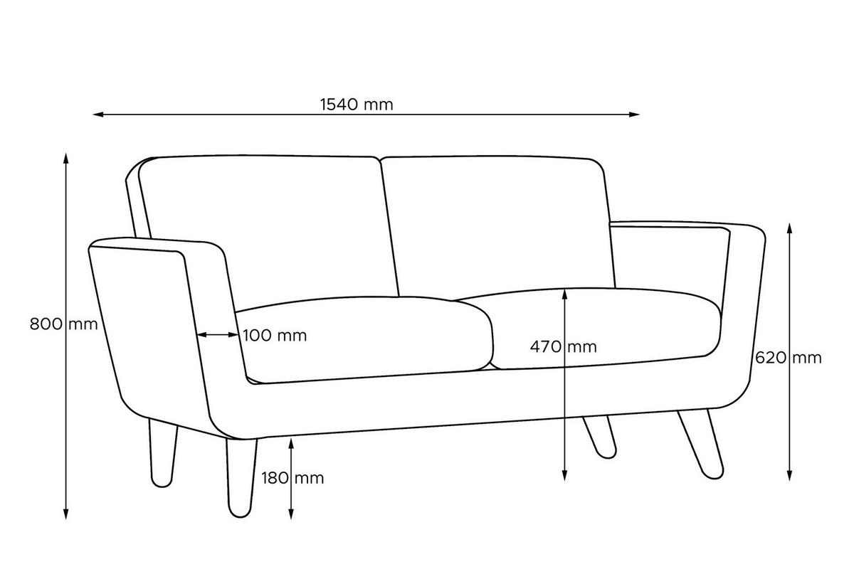 SOFA TAGIO mit Armlehnen, Rosa - Koralle/Braun, Buchenholz/Textil (153/80/84cm) - KONSIMO®