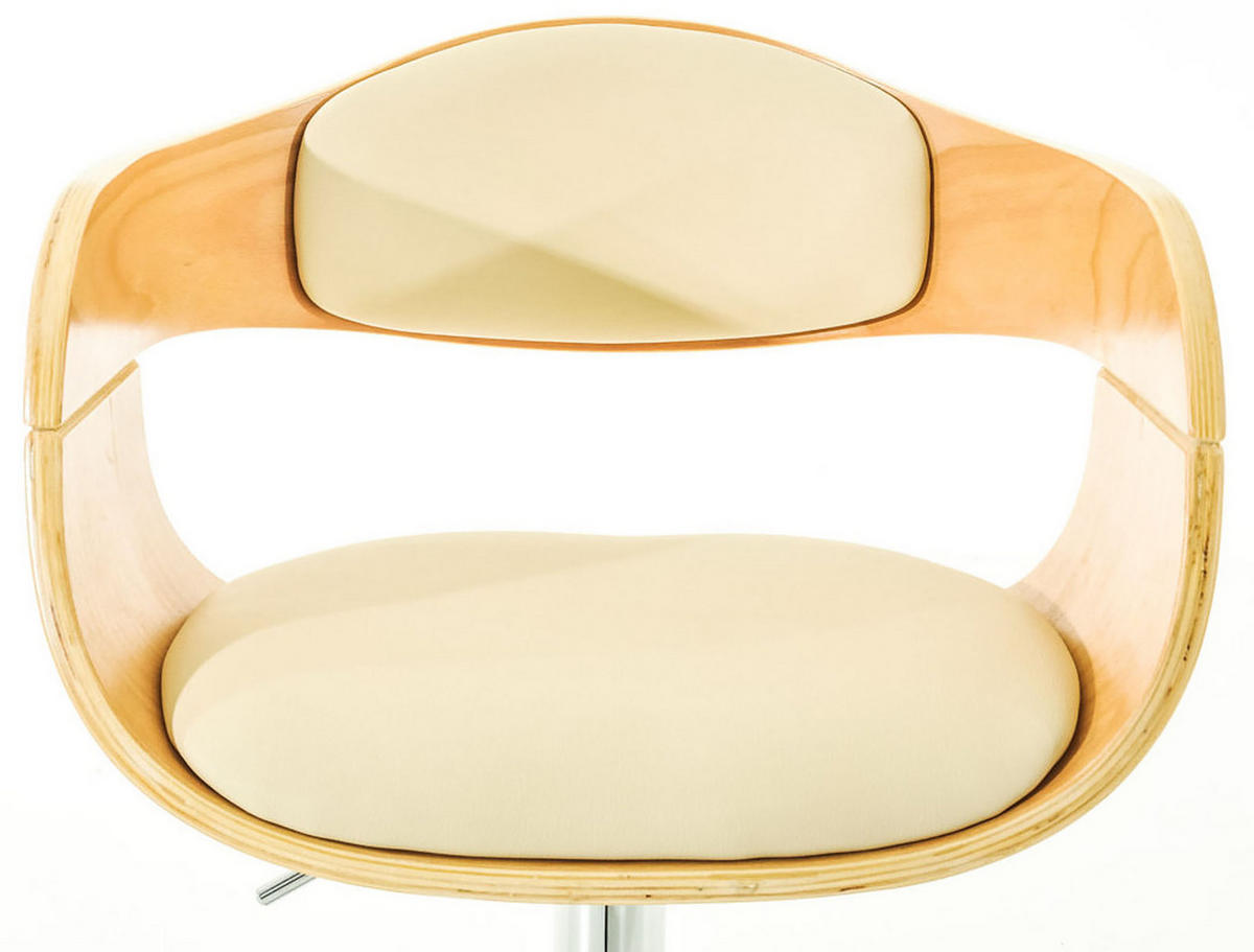 BARHOCKER 2er Set Lederlook natura/creme - Eukalyptusholzfarben/Creme, Textil/Metall (50/88/48cm) - CLP