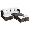 LOUNGEGARNITUR mit Auflagen und Couchtisch, aus Poly Rattan, Braun, 4-teiliges Set - Creme/Braun, Kunststoff/Textil - vidaXL