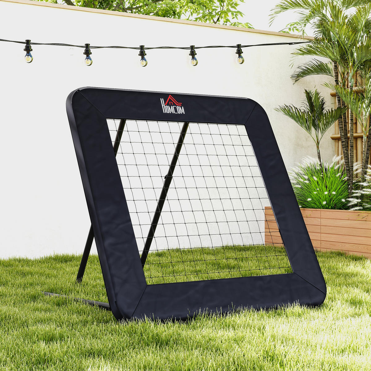 FUßBALL REBOUNDER, Stahl, Schwarz, 128 x 118 x 108-120 cm - Schwarz, Metall (118/128cm) - HOMCOM