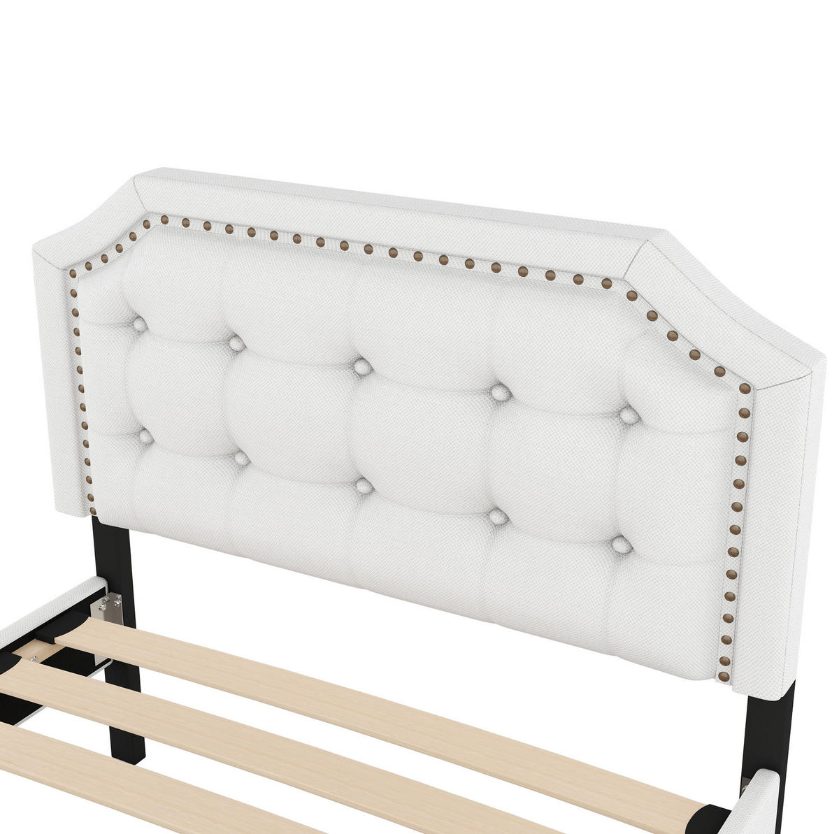 ČALOUNĚNÁ postel 90/200 cm světle béžová z MDF a lněné tkaniny se 2 zásuvkami - ecru, kompozitní dřevo (90/200cm) - OKWISH