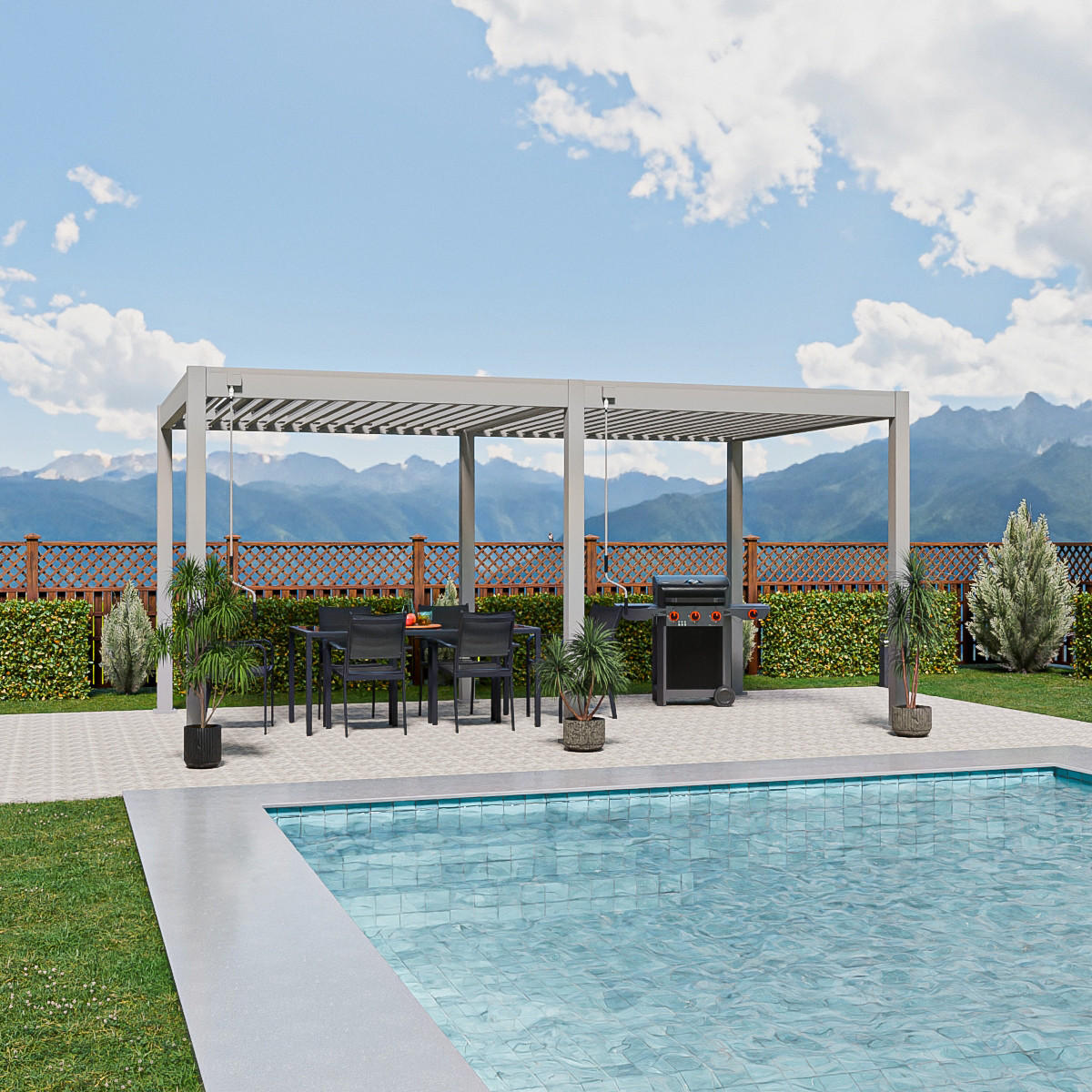 PERGOLA Trumpf Alu-Stahl Pavillon 3 x 5,3 M sand Pergola - Beige, Metall (4000/255/3000cm) - PergoLine
