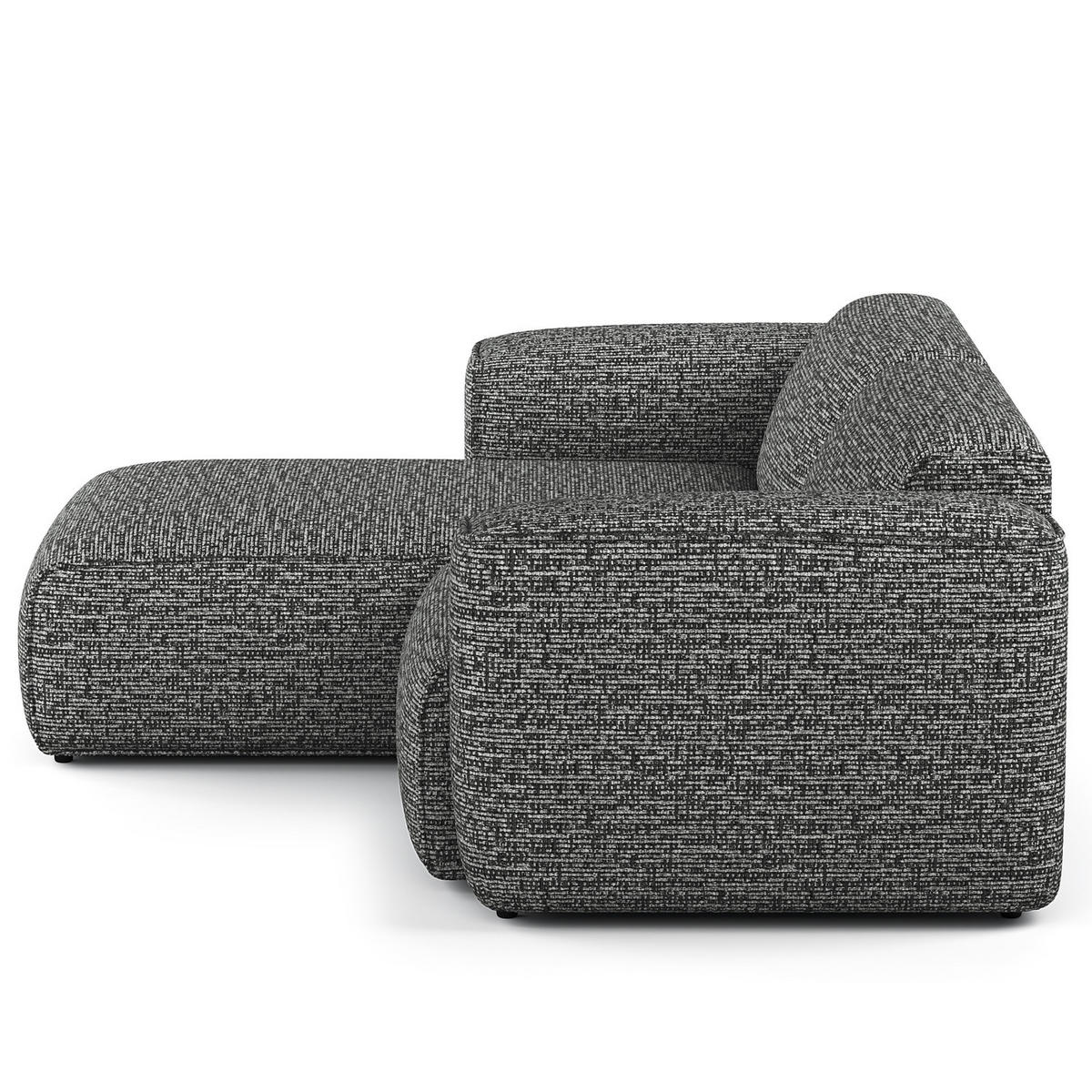 1,5-SITZER ECKSOFA mit Longchair - Schwarz/Grau, Kunststoff/Textil (260/173cm) - home24