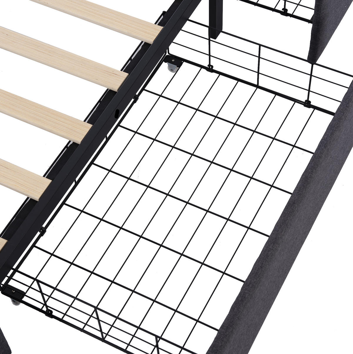 ČALOUNĚNÁ postel 140/200 cm šedá ze lnu s LED osvětlením a 4 zásuvkami - šedá, textil (140/200cm) - OKWISH