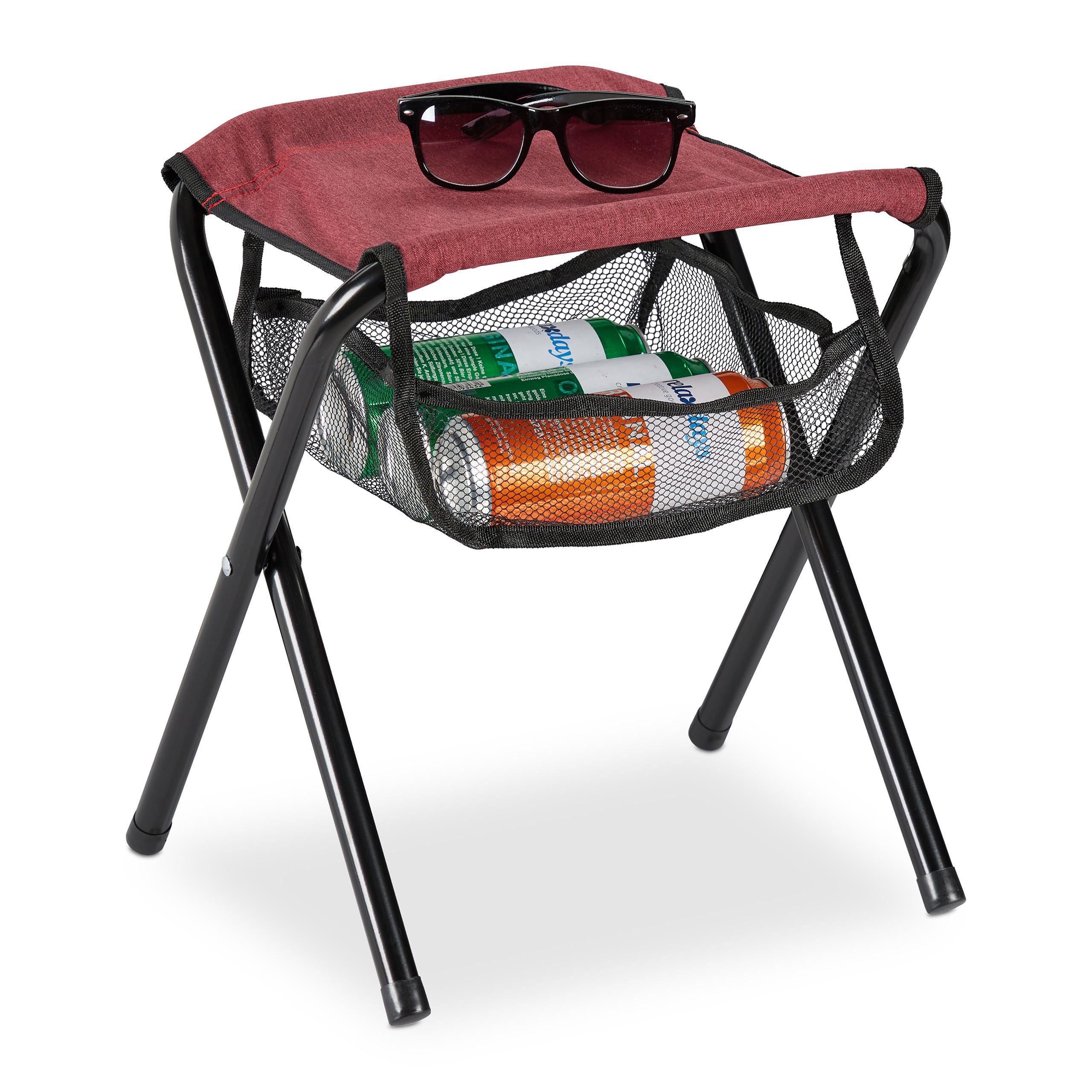 KLAPPHOCKER - Rot, Textil/Metall (29/39/35cm) - Relaxdays