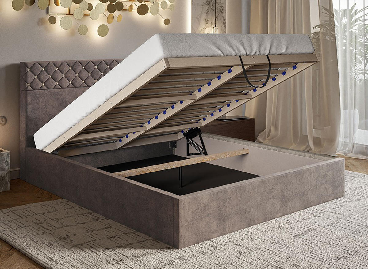 BETT Braun OLDO 4 Gepolstert Hydrophobe Stoff 180x200 cm - Braun, Textil (180/200cm) - Sepro Meble