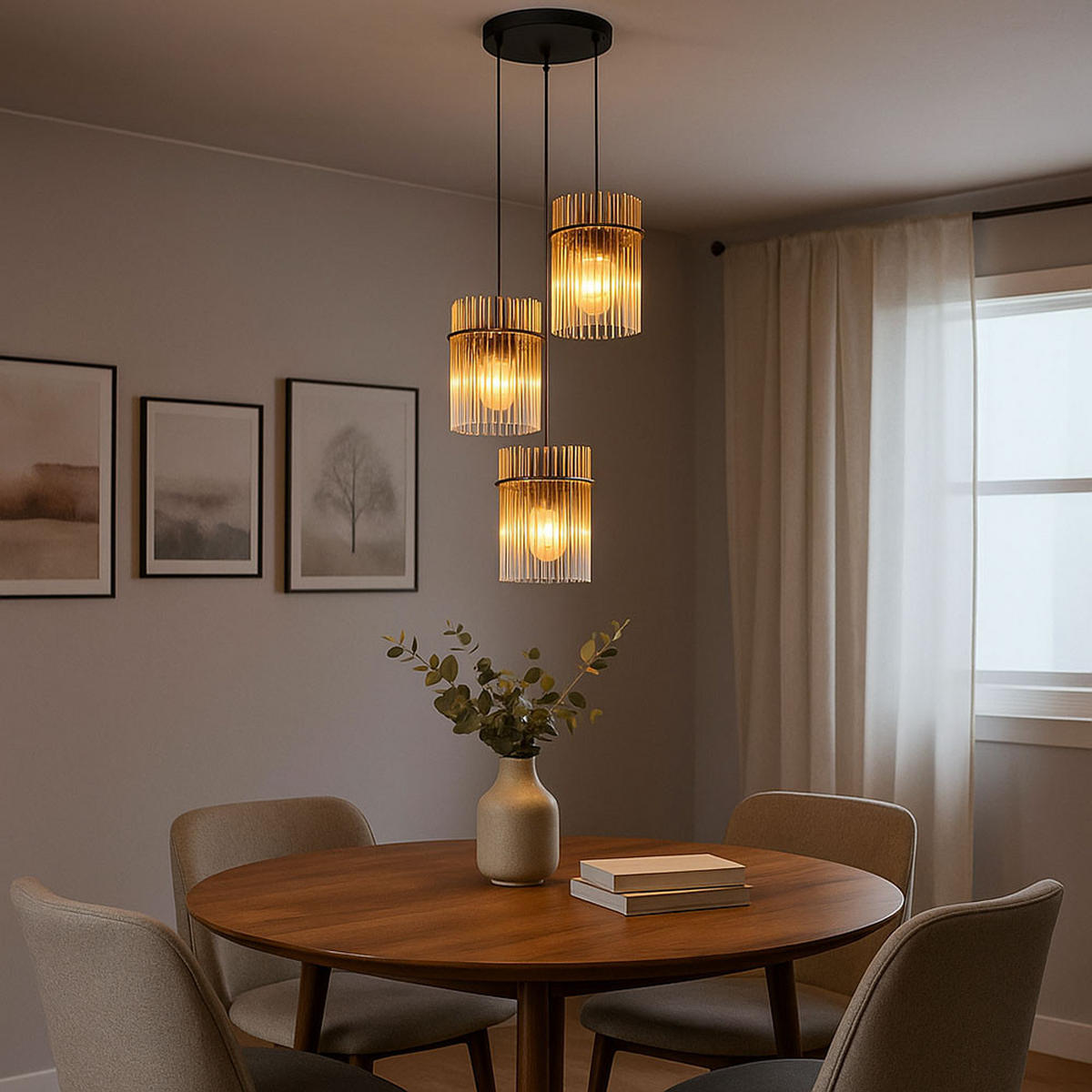 LED HÄNGELEUCHTE Metall Orange - Orange, Glas (47/47/140cm) - Globo Lighting