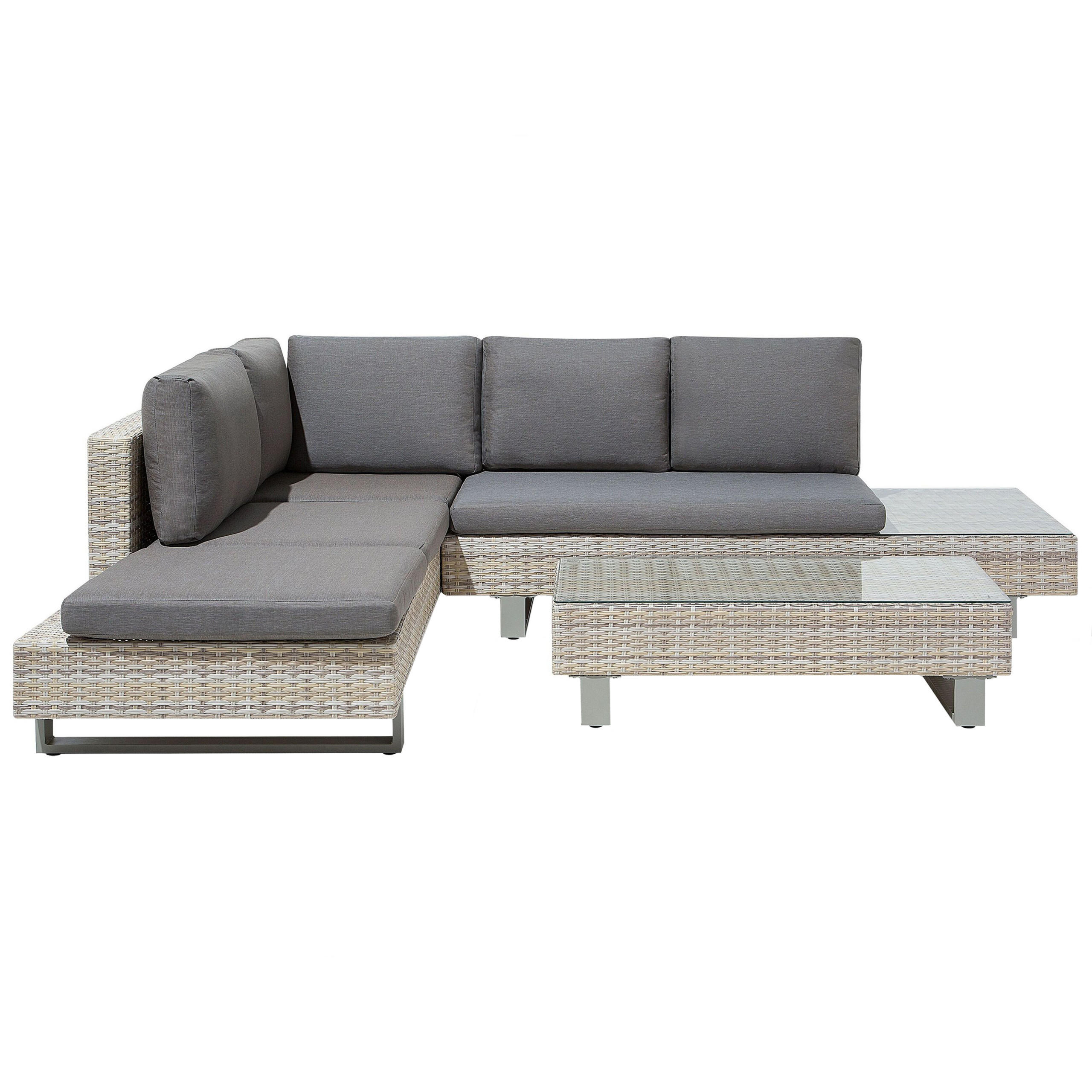 LOUNGE-SET 5-Sitzer grau modular Lanciano - Grau, Kunststoff - Beliani