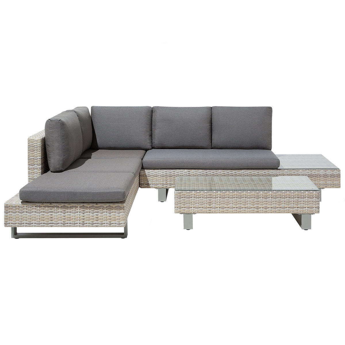 LOUNGE-SET 5-Sitzer grau modular Lanciano - Grau, Kunststoff - Beliani
