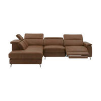 ECKSOFA Ambassador Echtleder mit 1 x Relaxfunktion Cognacbraun - Cognac, Leder/Metall (224/272cm)
